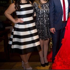 Striped Midi flare b&w dress